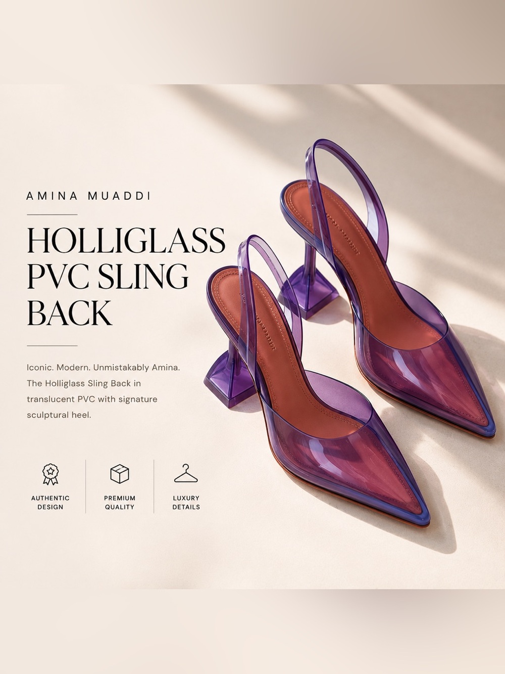NEW! AMINA MUADDI HOLLIGLASS PVC SLING BACK
